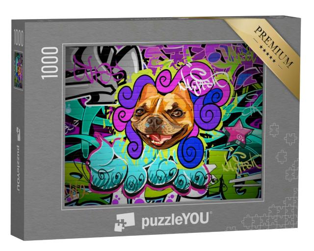 Puzzle 1000 Teile „Graffiti-Kunst: Boxerhund als zentrales Motiv“