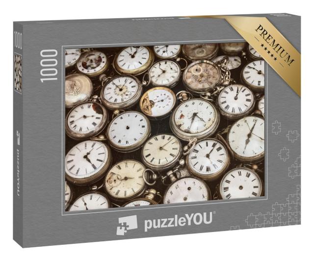 Puzzle 1000 Teile „Retro-Stil-Bild, auf dem verschiedene Taschenuhren abgebildet sind“