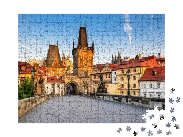 Puzzle 1000 Teile „Prag, Tschechische Republik: Karlsbrücke über die Moldau“