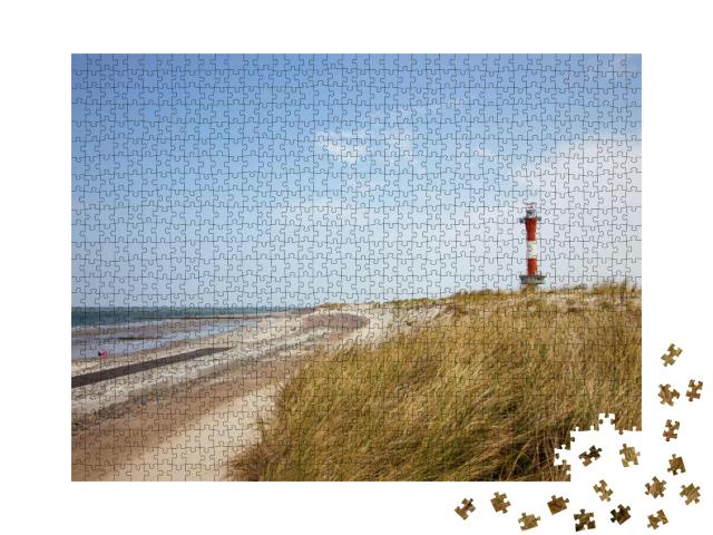 Puzzle 1000 Teile „Leuchtturm auf der Insel Wangerooge mit Strand“