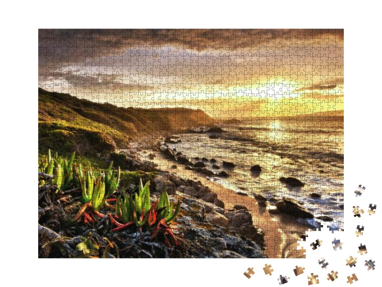 Puzzle 1000 Teile „Sonnenuntergang am Strand, Propriano, Korsika.“