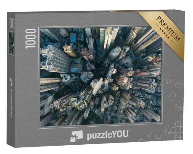 Puzzle 1000 Teile „Beeindruckende Ansicht von oben: Wolkenkratzer von Hongkong“