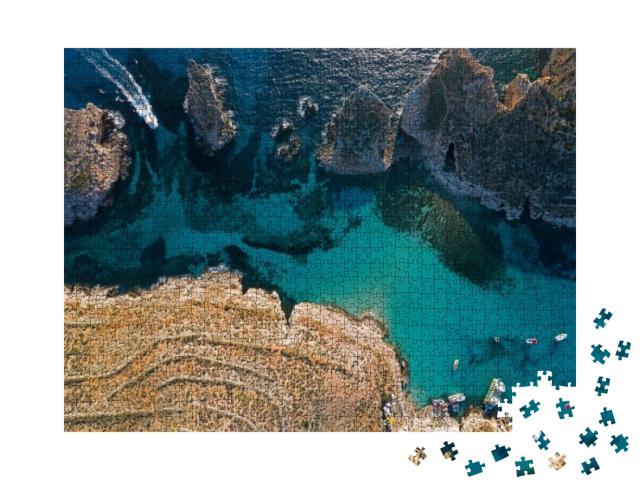 Puzzle 1000 Teile „Luftaufnahme der Blauen Lagune auf Malta“