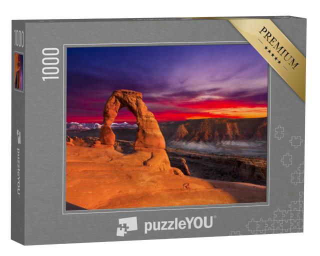 Puzzle 1000 Teile „Farbenfrohe Natur: Blick am späten Nachmittag, Arches National Park, Utah“