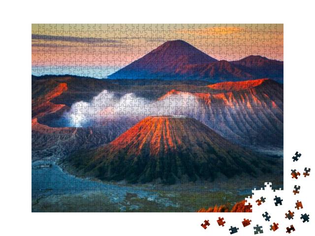 Puzzle 1000 Teile „Der Mount Bromo ist ein aktiver Vulkan und Teil des Tengger-Massivs in Indonesien“
