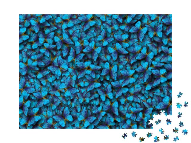 Puzzle 1000 Teile „Strahlend blaue Morpho-Schmetterlinge“