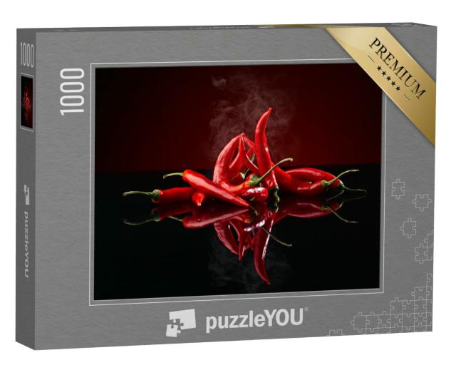 Puzzle 1000 Teile „Rote Chili auf schwarzem Hintergrund“