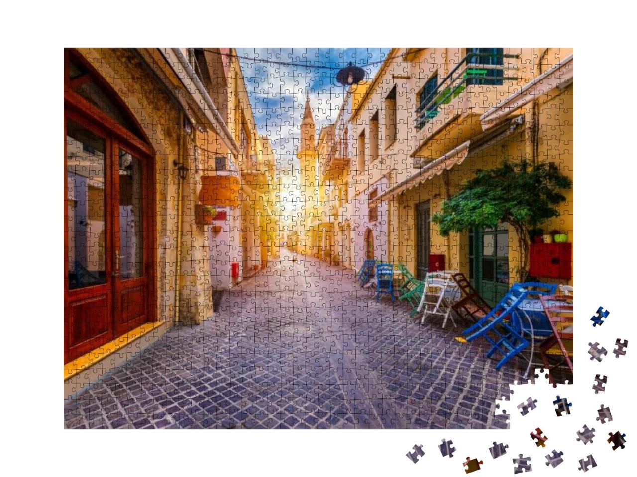 Puzzle 1000 Teile „Charmante Straßen entlang der Altstadt von Chania, Kreta, Griechenland“
