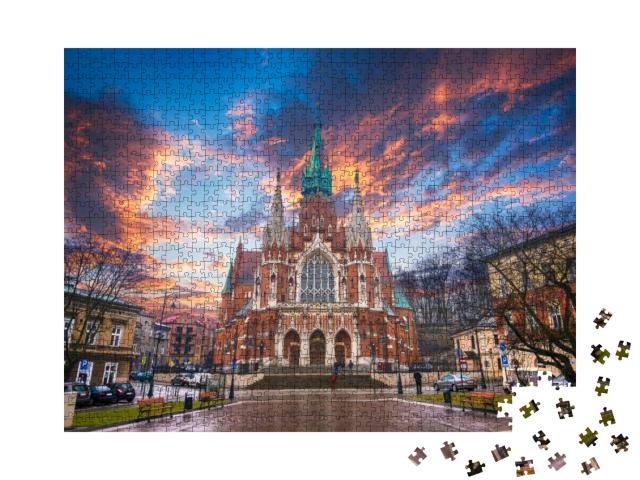 Puzzle 1000 Teile „Kirche St. Joseph bei Sonnenuntergang, Krakau, Polen“