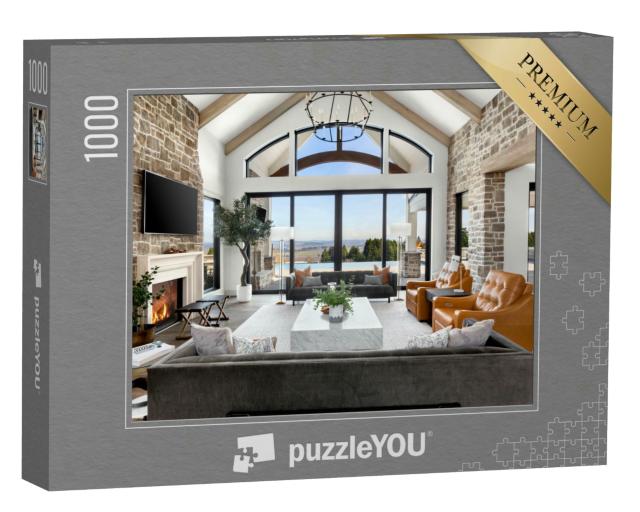 Puzzle 1000 Teile „Luxuriöses Wohnzimmer mit wunderschöner Aussicht“
