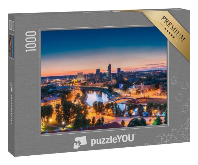 Puzzle 1000 Teile „Moderne Bürogebäude und Wolkenkratzer: Business District von Vilnius, Litauen“