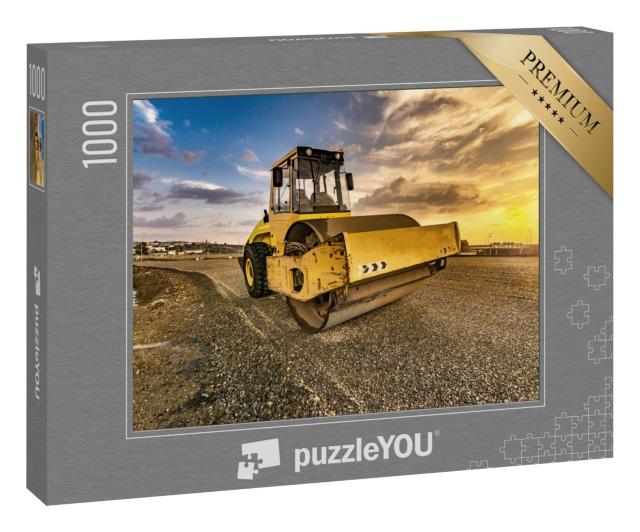 Puzzle 1000 Teile „Dampfwalze bei Straßenbauarbeiten“