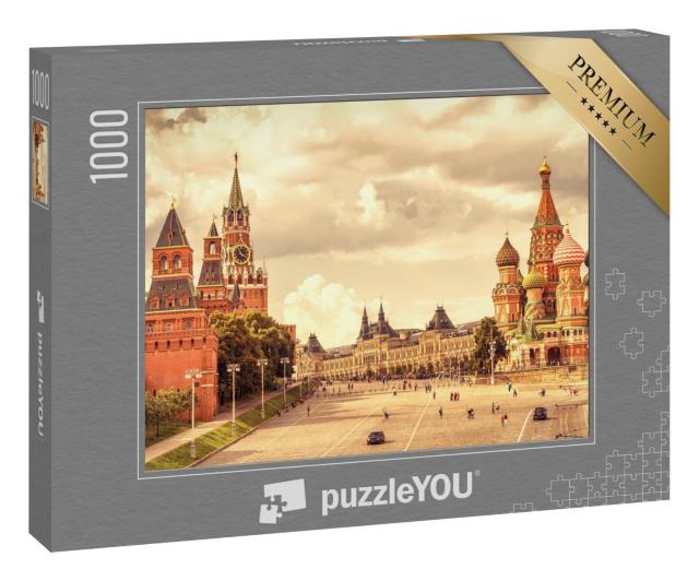 Puzzle 1000 Teile „Basilius-Kathedrale und Kreml, Roter Platz, Moskau“