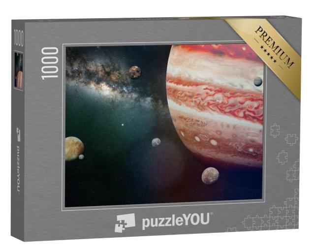 Puzzle 1000 Teile „Planet Jupiter mit einigen der 69 bekannten Monde“