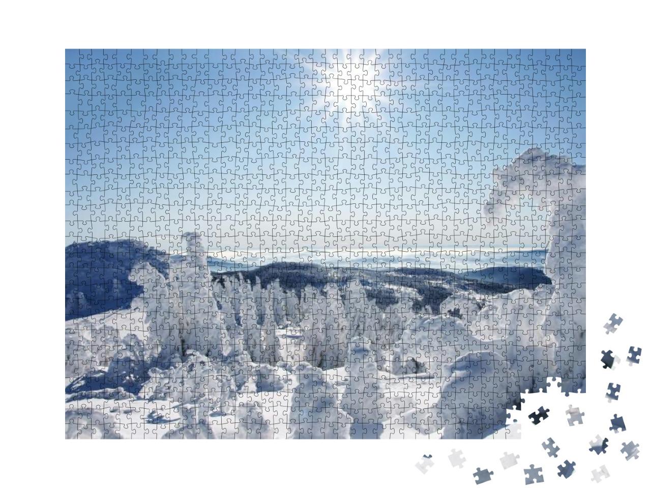 Puzzle 1000 Teile „Sonniger Wintertag im bayerischen Wald, Deutschland“