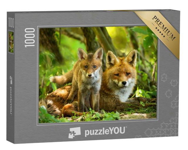 Puzzle 1000 Teile „Bezaubernde Rotfuchsfamilie“