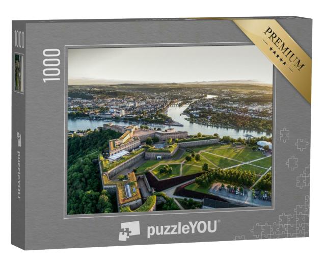 Puzzle 1000 Teile „Luftaufnahme der Festung Ehrenbreitstein und der Stadt Koblenz am Rhein“