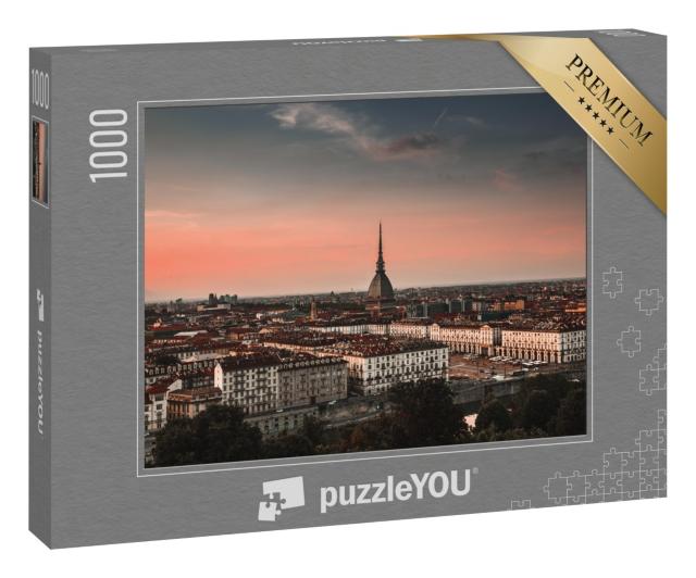 Puzzle 1000 Teile „Die Stadt Turin, ein Blick von der Spitze des Berges, Italien“