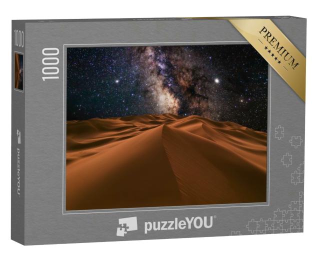 Puzzle 1000 Teile „Beeindruckende Aussicht auf die Wüste Sahara unter dem nächtlichen Sternenhimmel“