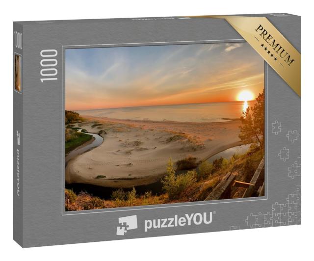 Puzzle 1000 Teile „Panoramablick auf Ostsee und Strand bei Sonnenuntergang, Saulkrasti, Lettland“