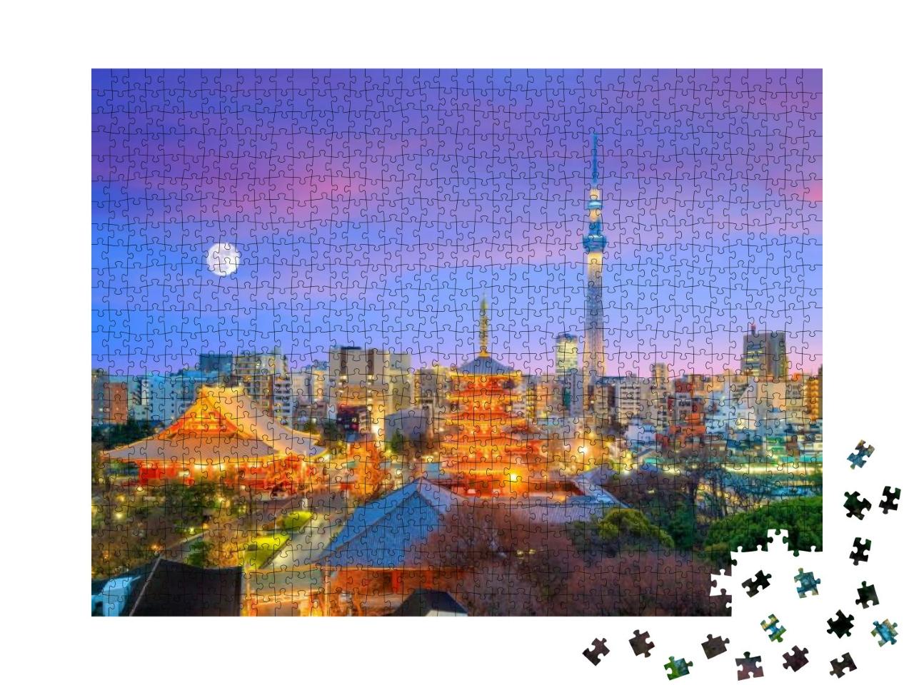 Puzzle 1000 Teile „Skyline von Tokio in der Dämmerung, Japan“