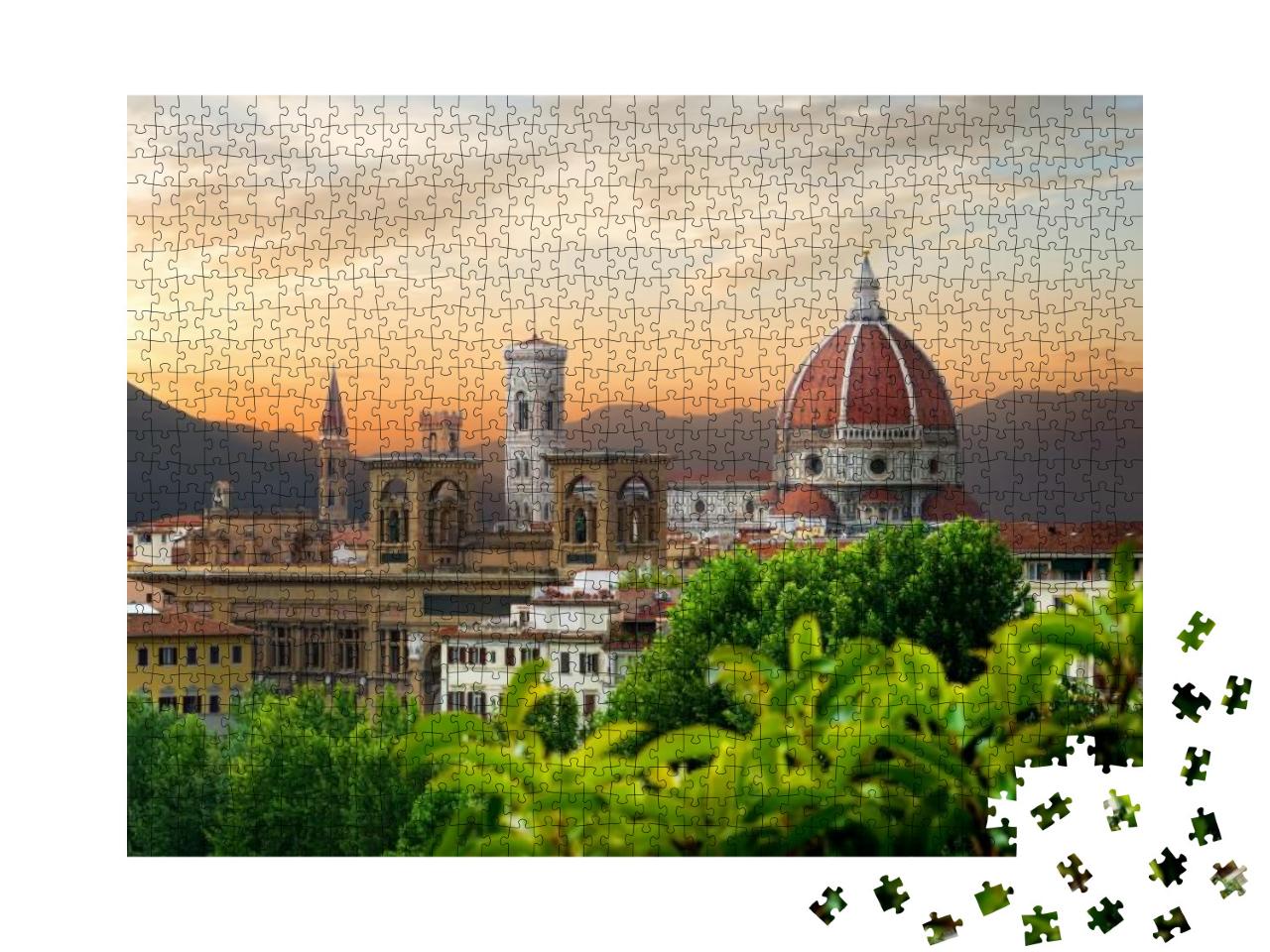 Puzzle 1000 Teile „Abend über der Kathedrale Santa Maria del Fiore, Florenz, Italien“