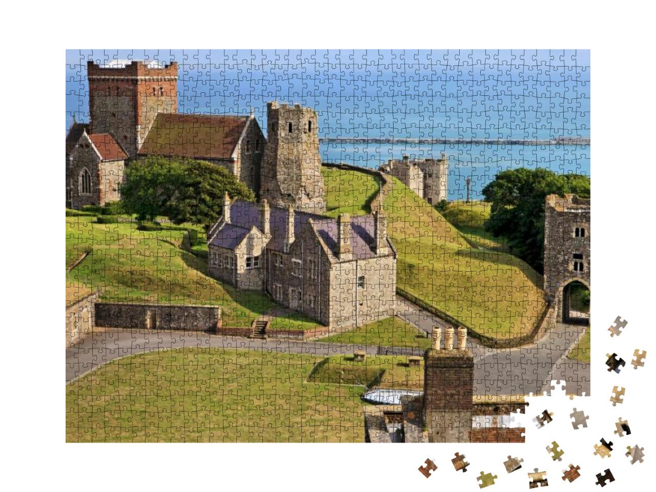 Puzzle 1000 Teile „Panoramablick auf die Kirche St. Mary in Castro in England“