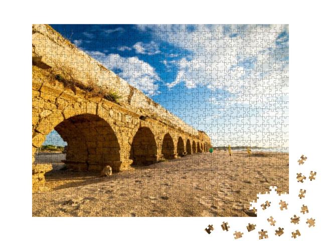 Puzzle 1000 Teile „Ruinen des antiken Äquaduktes in Cesarea, Israel“