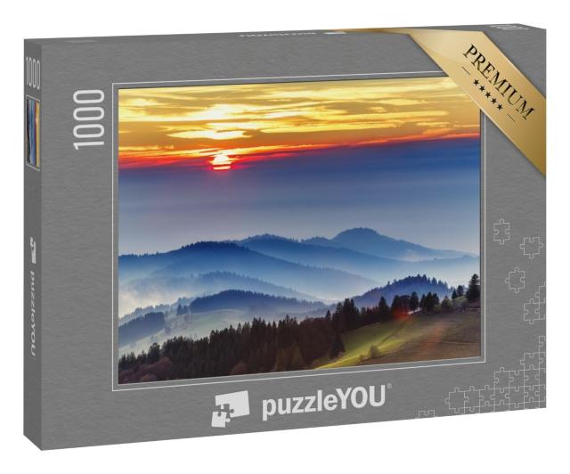 Puzzle 1000 Teile „Sonnenuntergang über dem Schwarzwald, Deutschland“