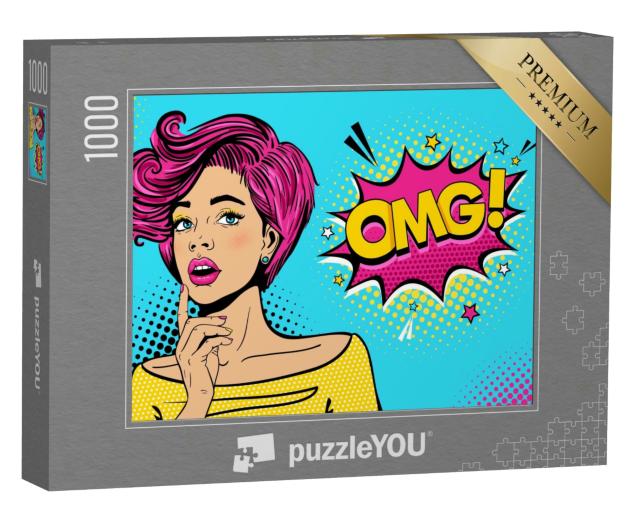 Puzzle 1000 Teile „WOW: weibliches Gesicht im Pop-Art-Stil“