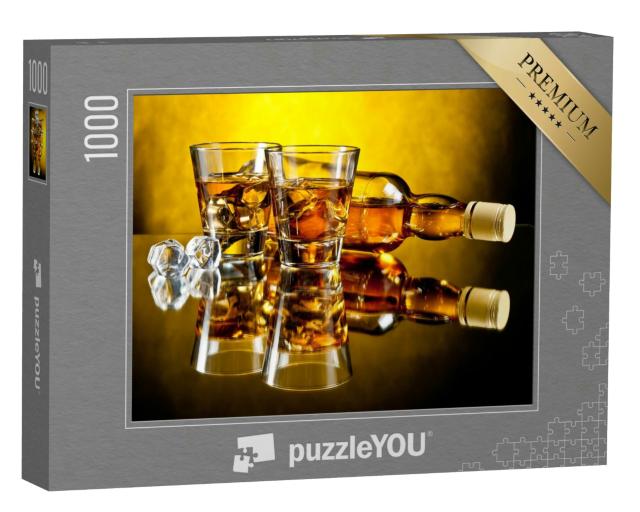 Puzzle 1000 Teile „Eine Flasche Whiskey und zwei Whiskeys on the rocks“
