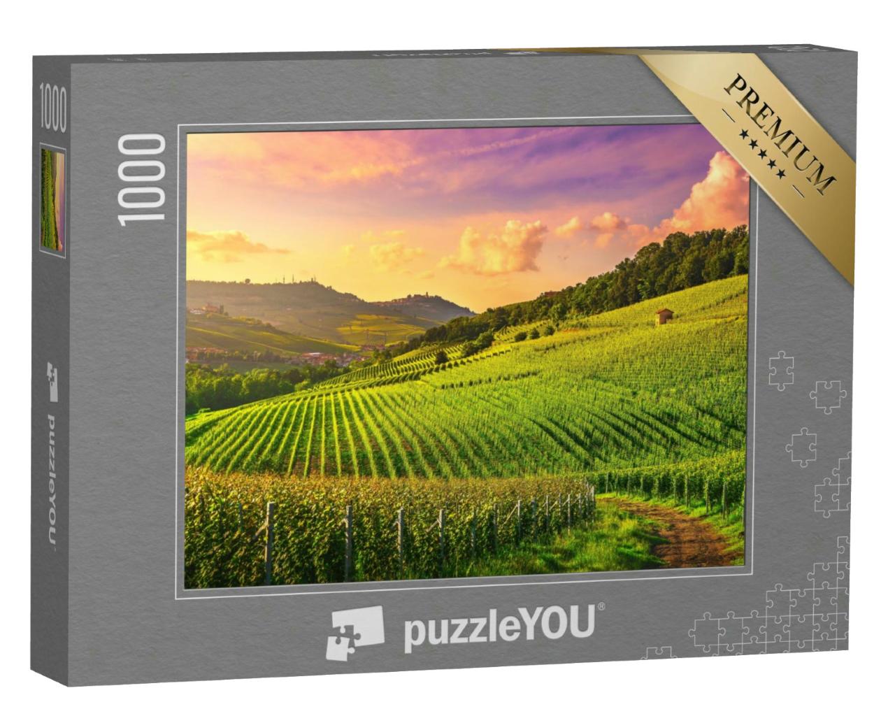 Puzzle 1000 Teile „Sonnenuntergang im Piemont, Norditalien“