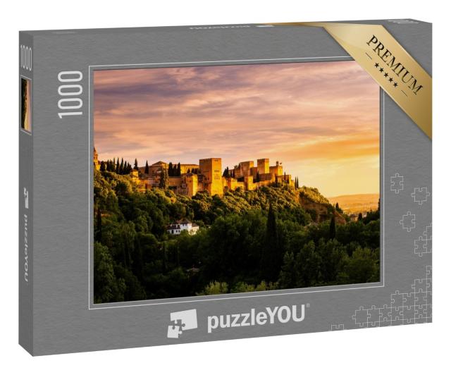 Puzzle 1000 Teile „Verzauberter Sonnenuntergang über der Alhambra, Granada, Spanien“