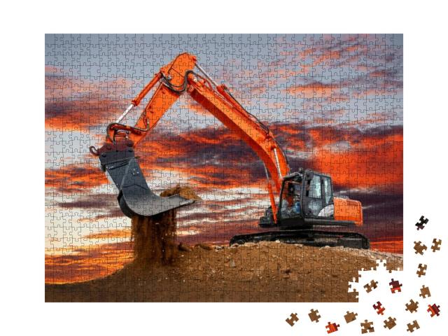 Puzzle 1000 Teile „Bagger bei der Arbeit auf der Baustelle“