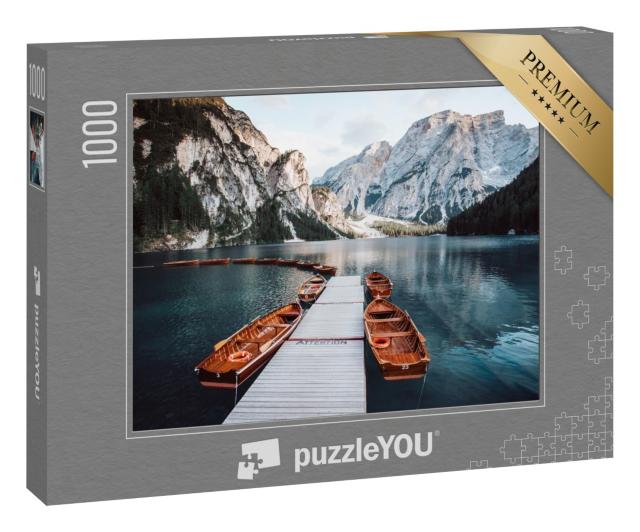 Puzzle 1000 Teile „Pragser Wildsee bei Sonnenuntergang, Dolomiten, Südtirol, Italien“