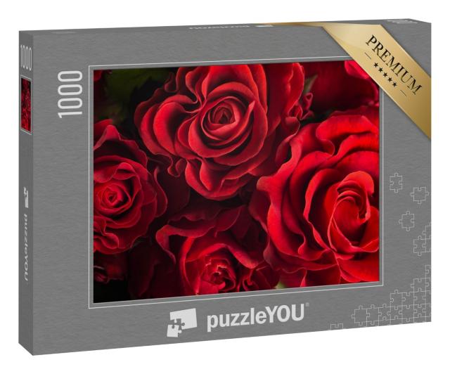 Puzzle 1000 Teile „Bouquet aus frischen roten Rosen“