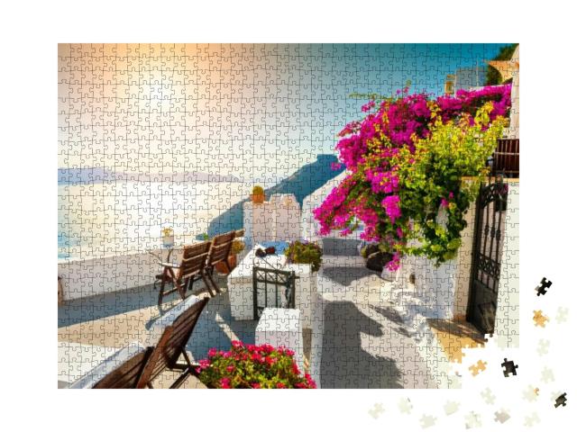 Puzzle 1000 Teile „Sonnenuntergang auf Santorini, Griechenland“