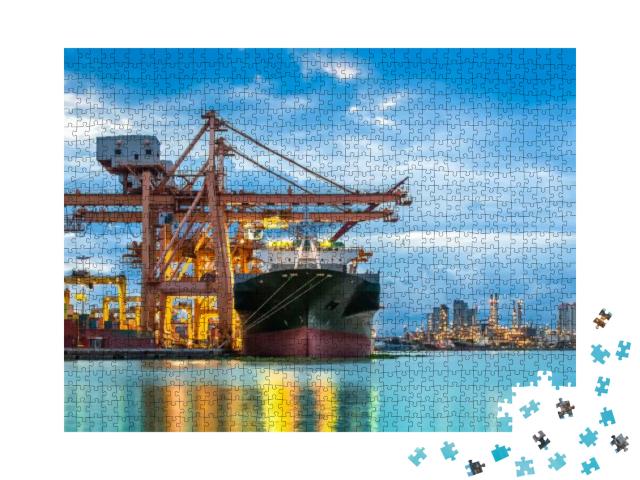 Puzzle 1000 Teile „Cargo Frachtschiff mit Kranbrücke“