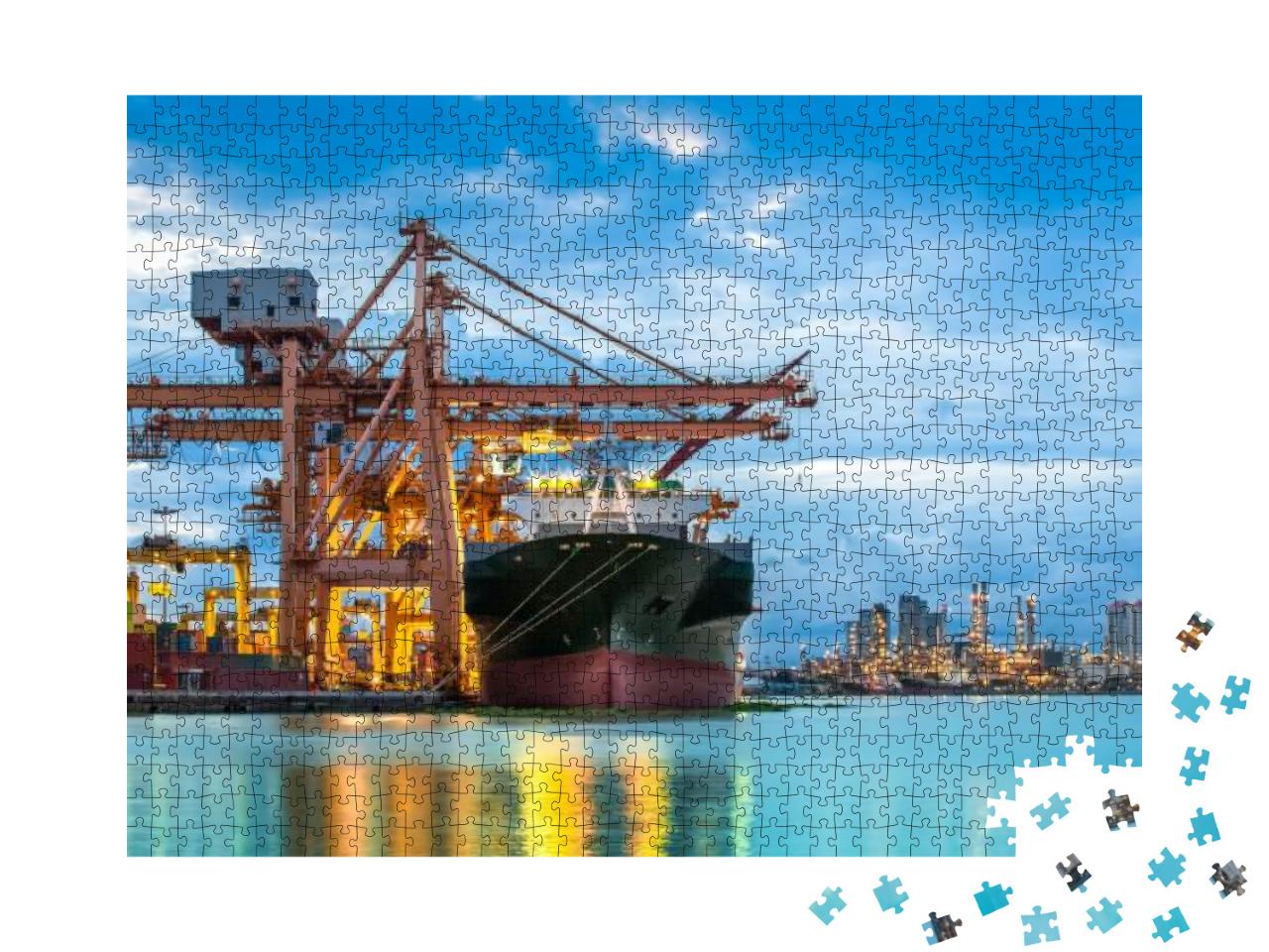 Puzzle 1000 Teile „Cargo Frachtschiff mit Kranbrücke“