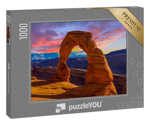 Puzzle 1000 Teile „Sonnenuntergang über dem Arches National Park in Utah“