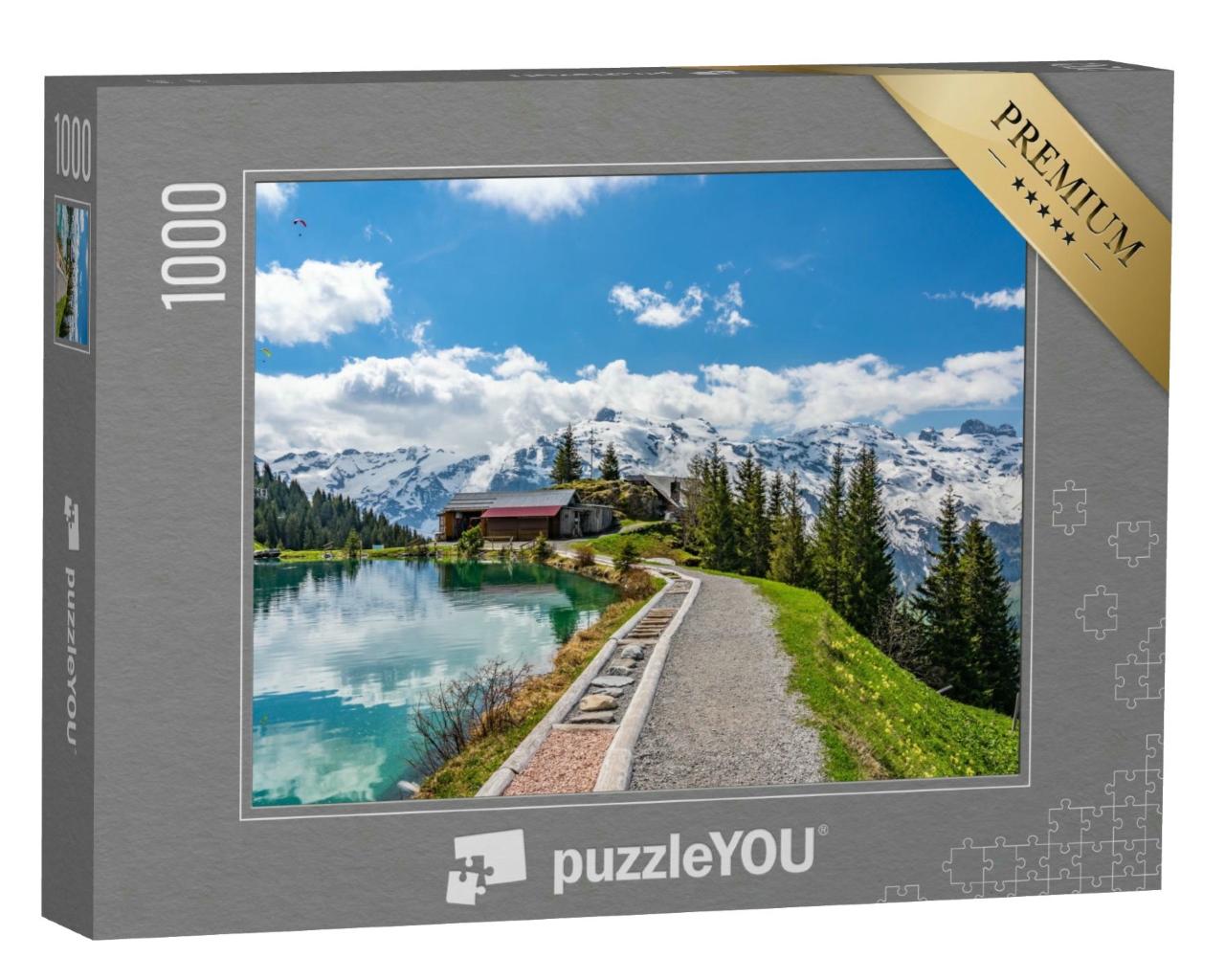 Puzzle 1000 Teile „Wunderschöner Bergsee bei Schönegg in den Schweizer Alpen“