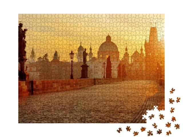 Puzzle 1000 Teile „Karlsbrücke im goldenen Sonnenaufgang, Prag, Tschechische Republik“