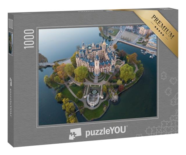 Puzzle 1000 Teile „Schloss Schwerin zur Herbstzeit, Blick aus der Luft“