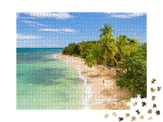 Puzzle 1000 Teile „Karibischer Sandstrand unter Palmen“