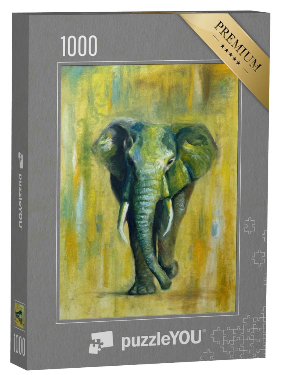 Puzzle 1000 Teile „Ölgemälde: Ein Elefant“