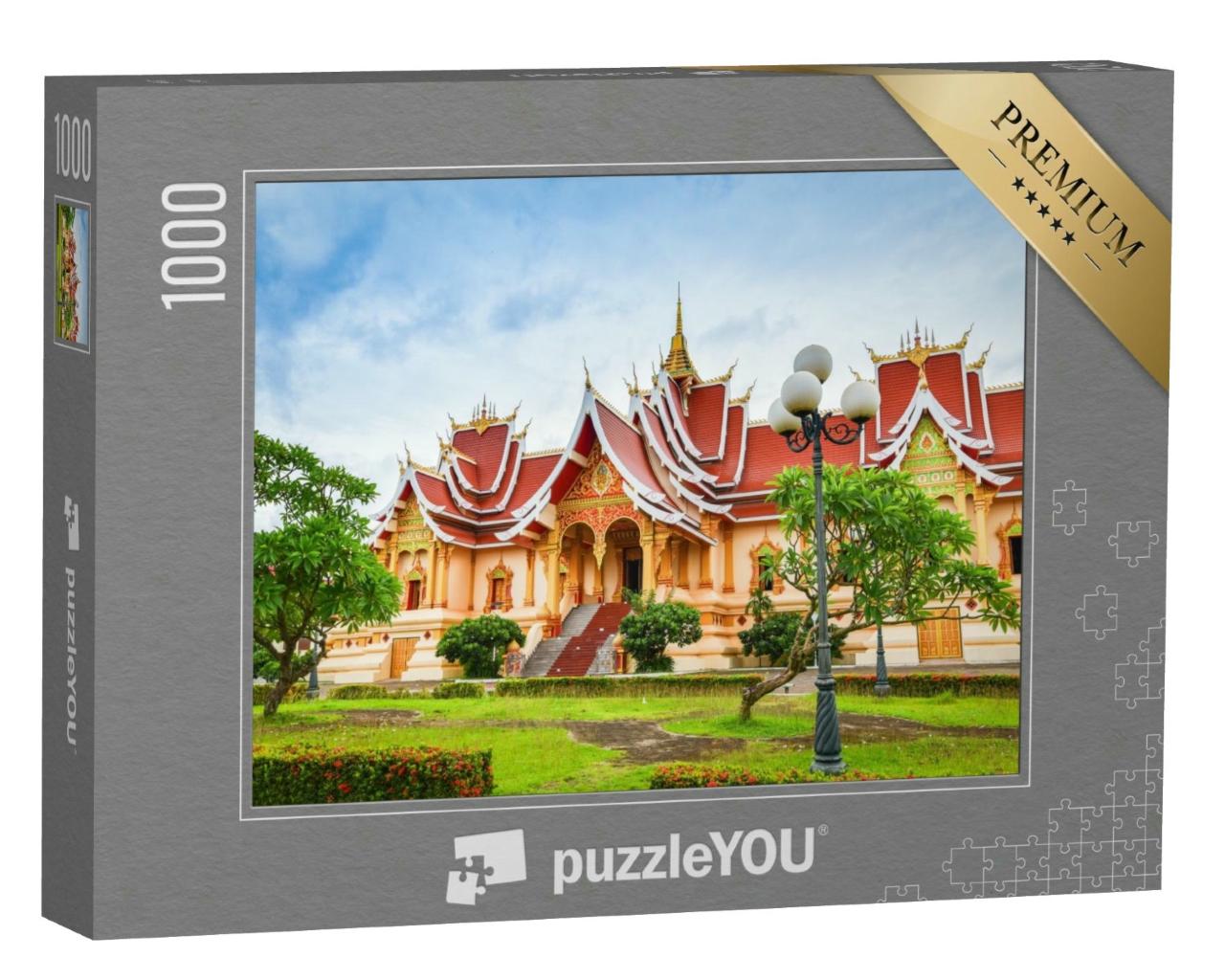 Puzzle 1000 Teile „Wunderschöne Architektur des Tempels in Vientiane, Laos“