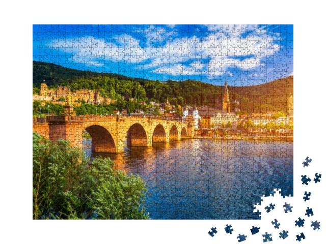 Puzzle 1000 Teile „Wunderschöne Stadt Heidelberg mit Neckar, Deutschland“
