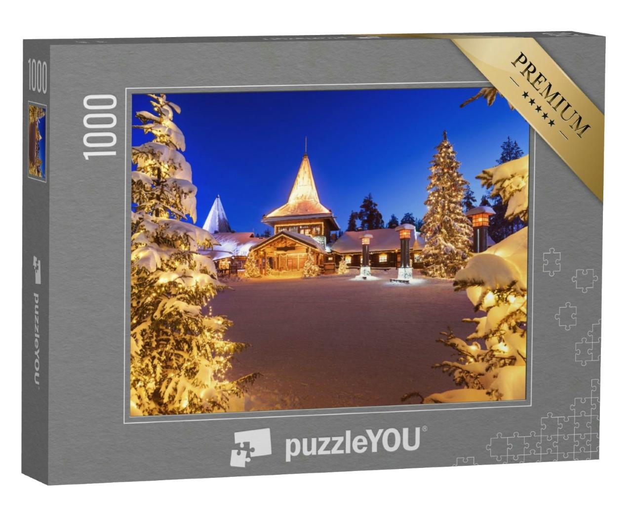 Puzzle 1000 Teile „Weihnachtsmanndorf in Rovaniemi in Lappland im Winter, Finnland“