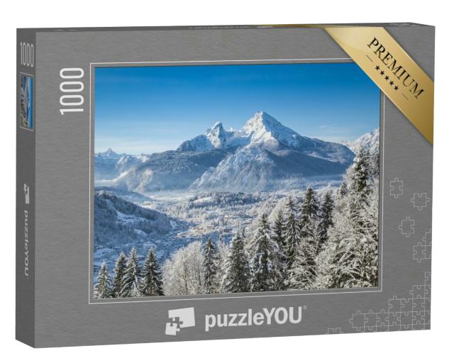 Puzzle 1000 Teile „Bayerische Alpen mit Berchtesgaden und Watzmann-Massiv“