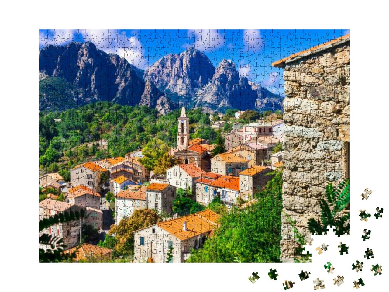 Puzzle 1000 Teile „Evisa: malerisches Bergdorf auf Korsika“